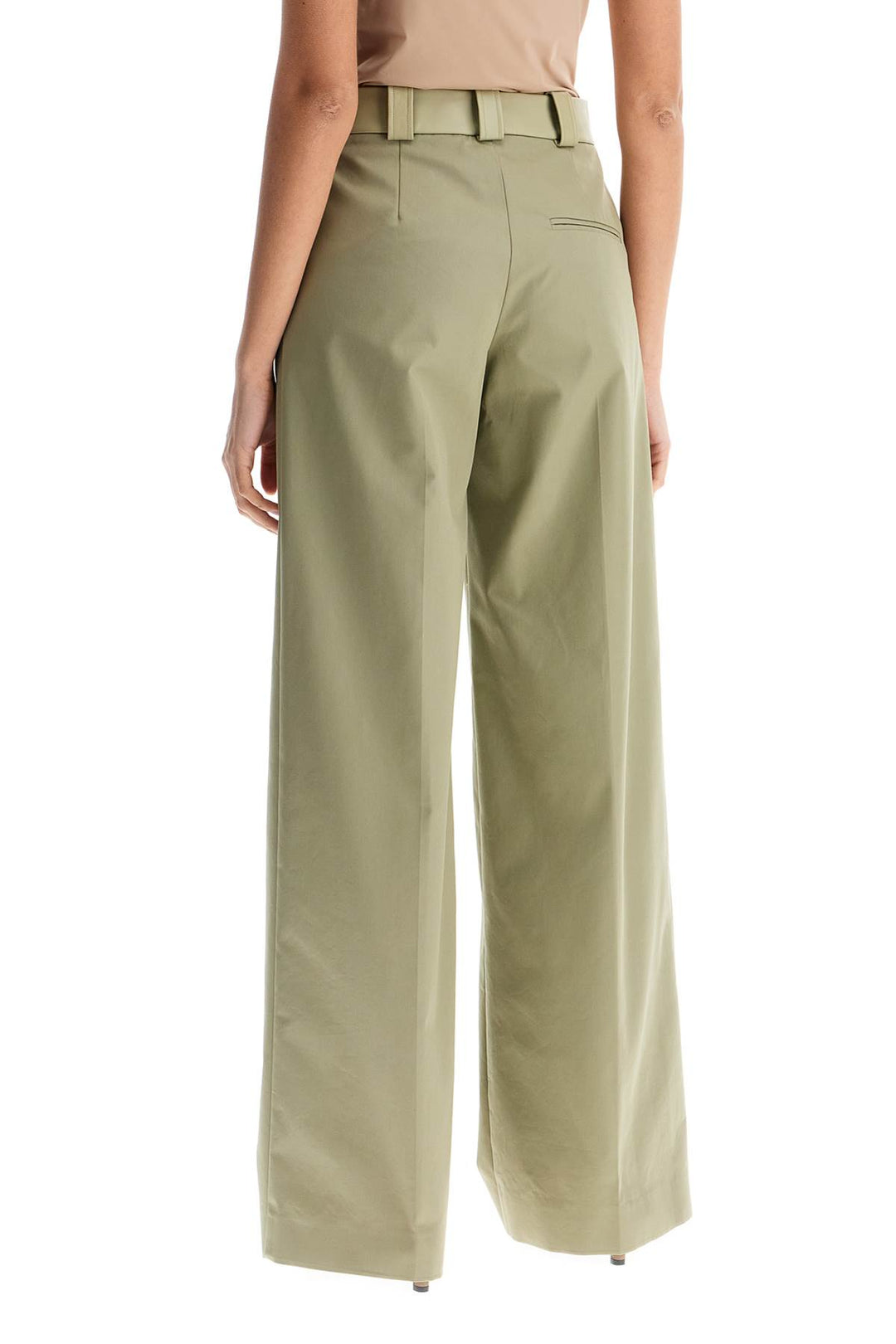 wide leg green linseed cotton trousers-2