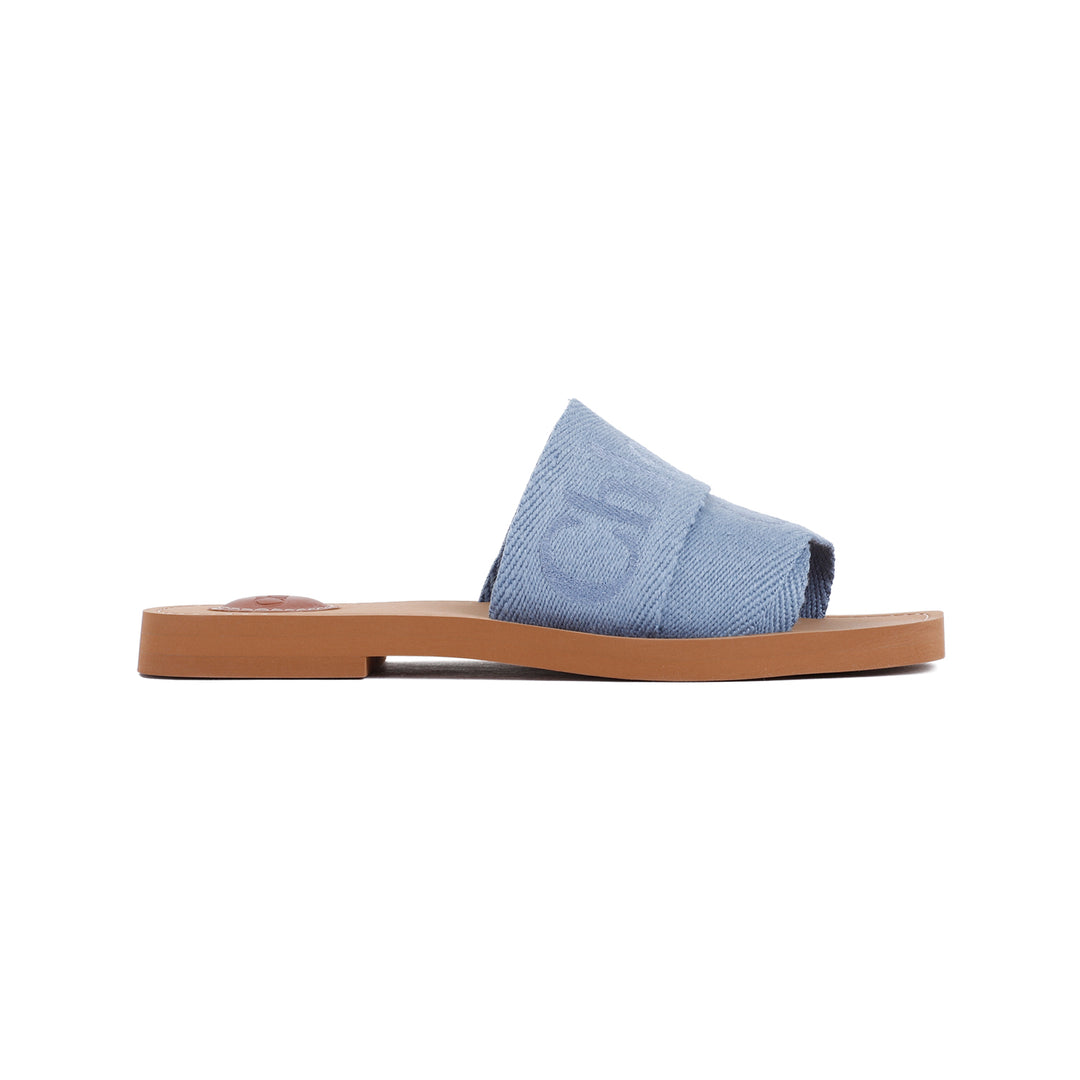 Washed Blue Woody Flat Mules-7