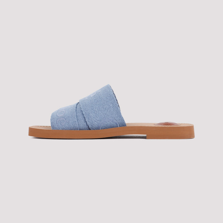 Washed Blue Woody Flat Mules-9