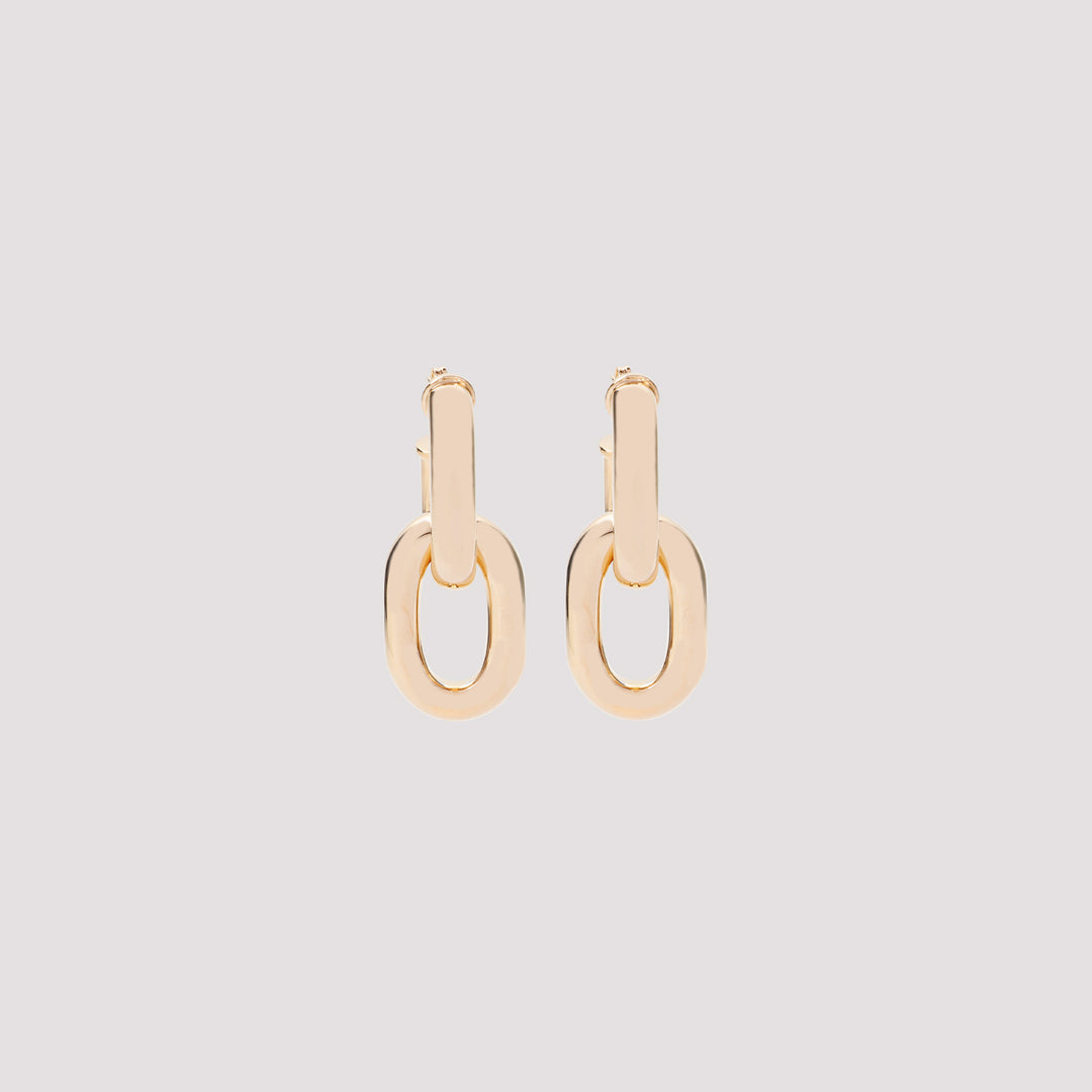 Gold Brass XL Link Double Hoop Earring-0