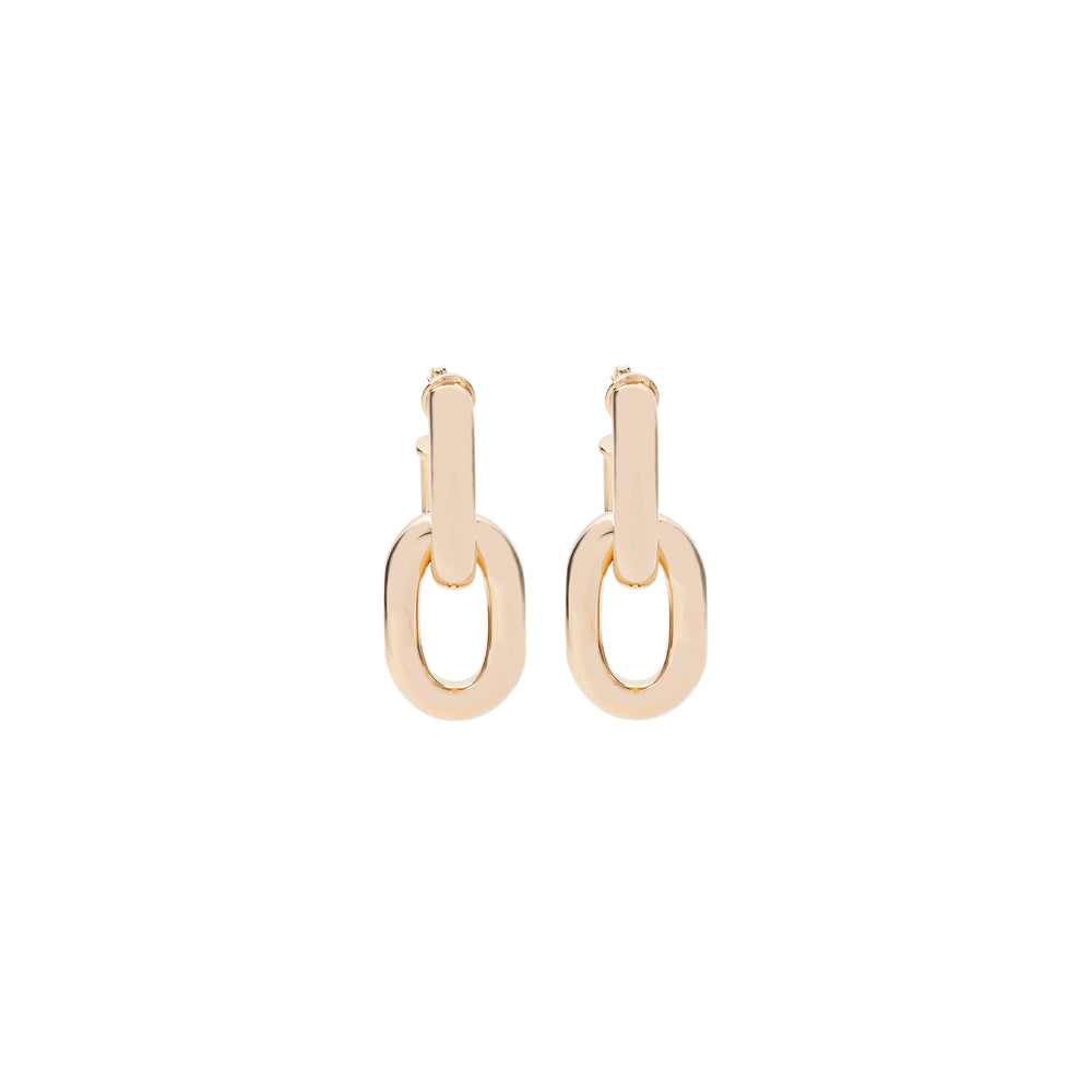 Gold Brass XL Link Double Hoop Earring-1