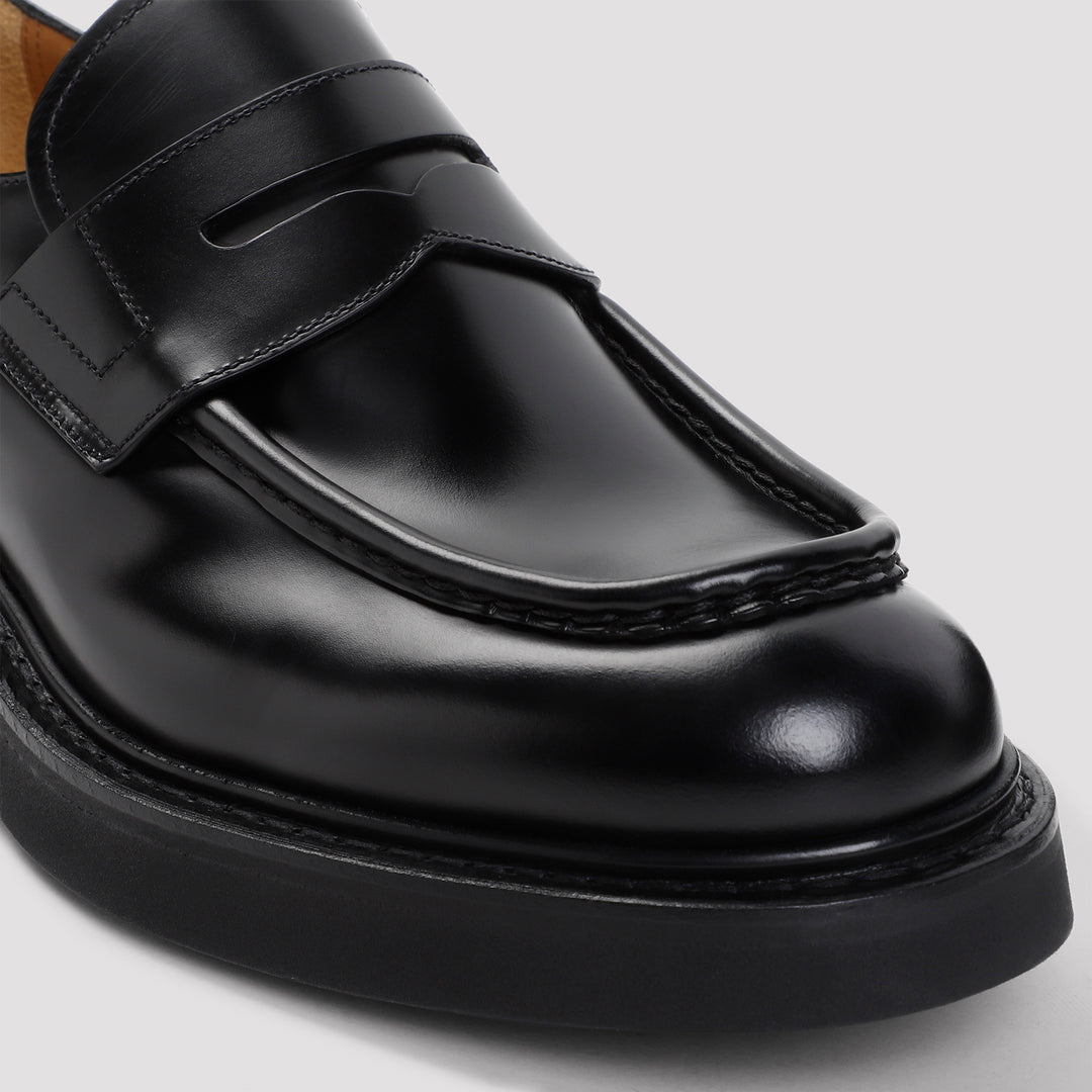 Black Calf Leather Lynton Loafers-11