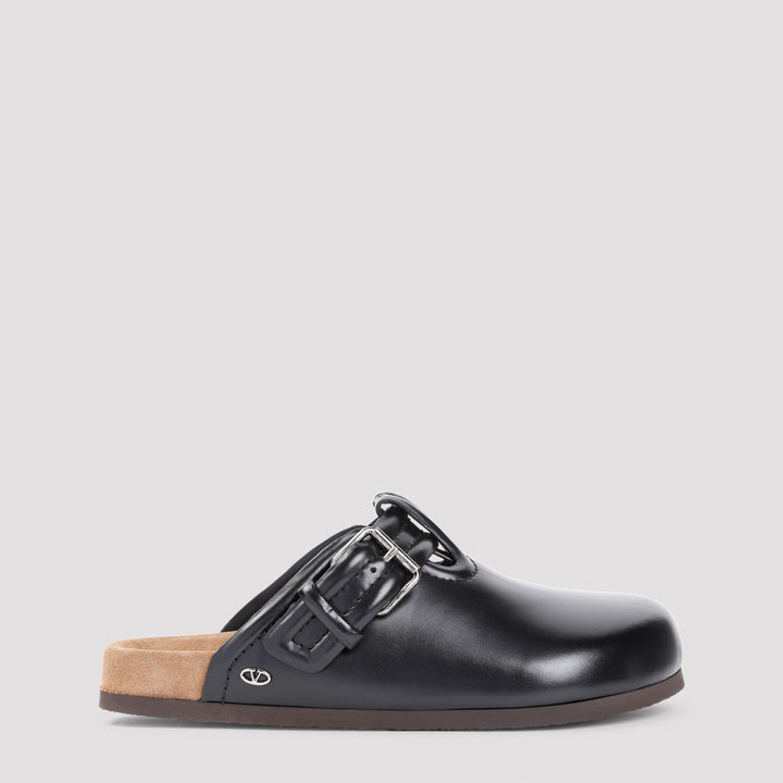 Black Calf Leather Mules-0