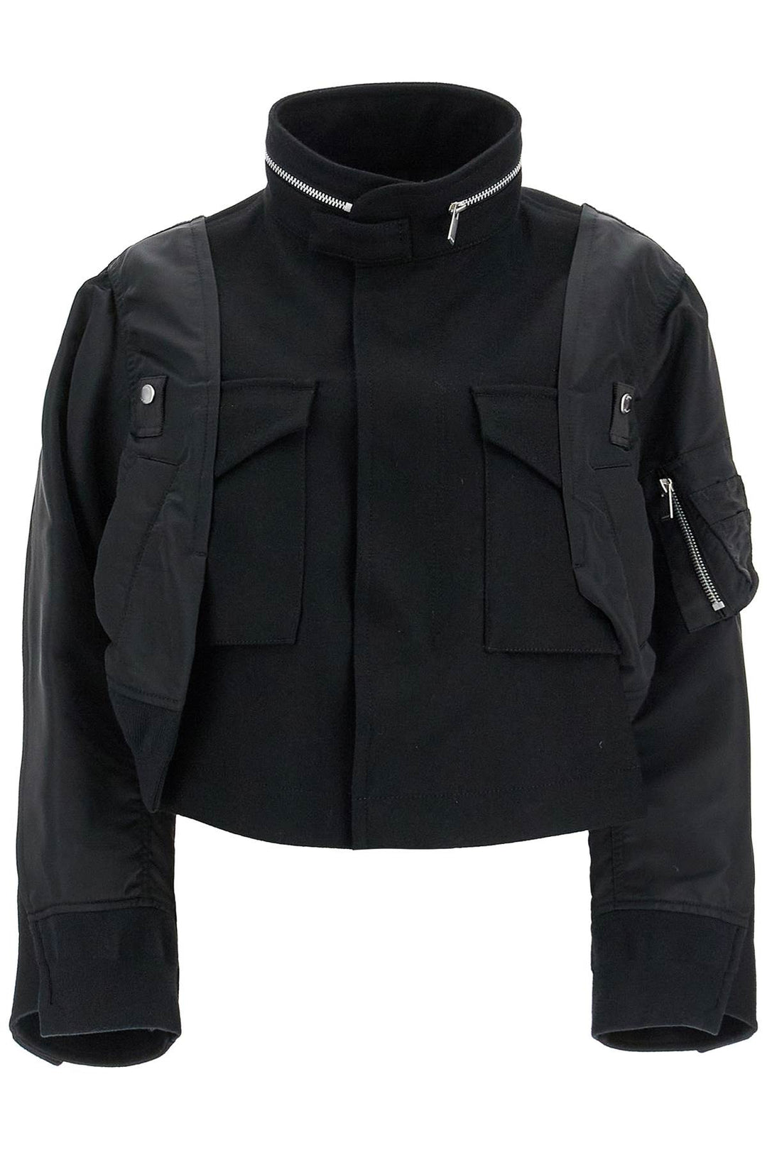 boxy wool and nylon jacket-0