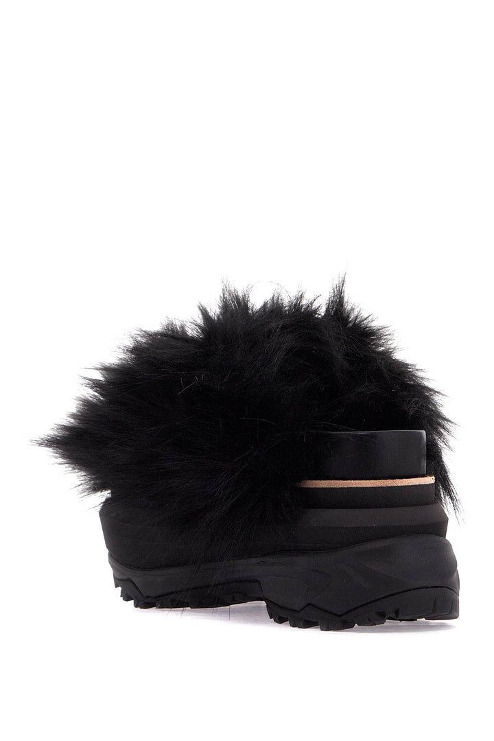 slides with faux fur strap-2