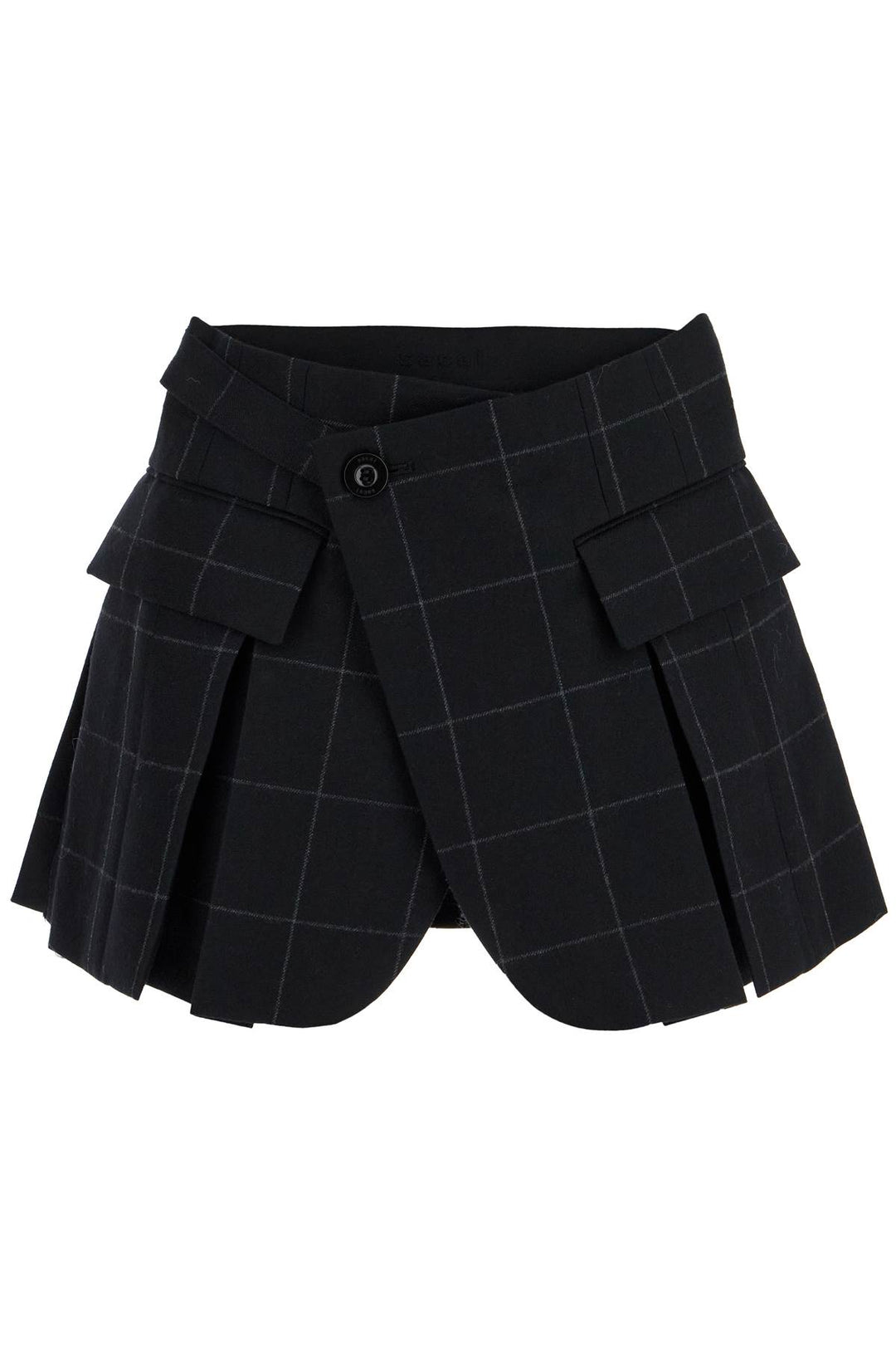 plaid wool skort with check-0