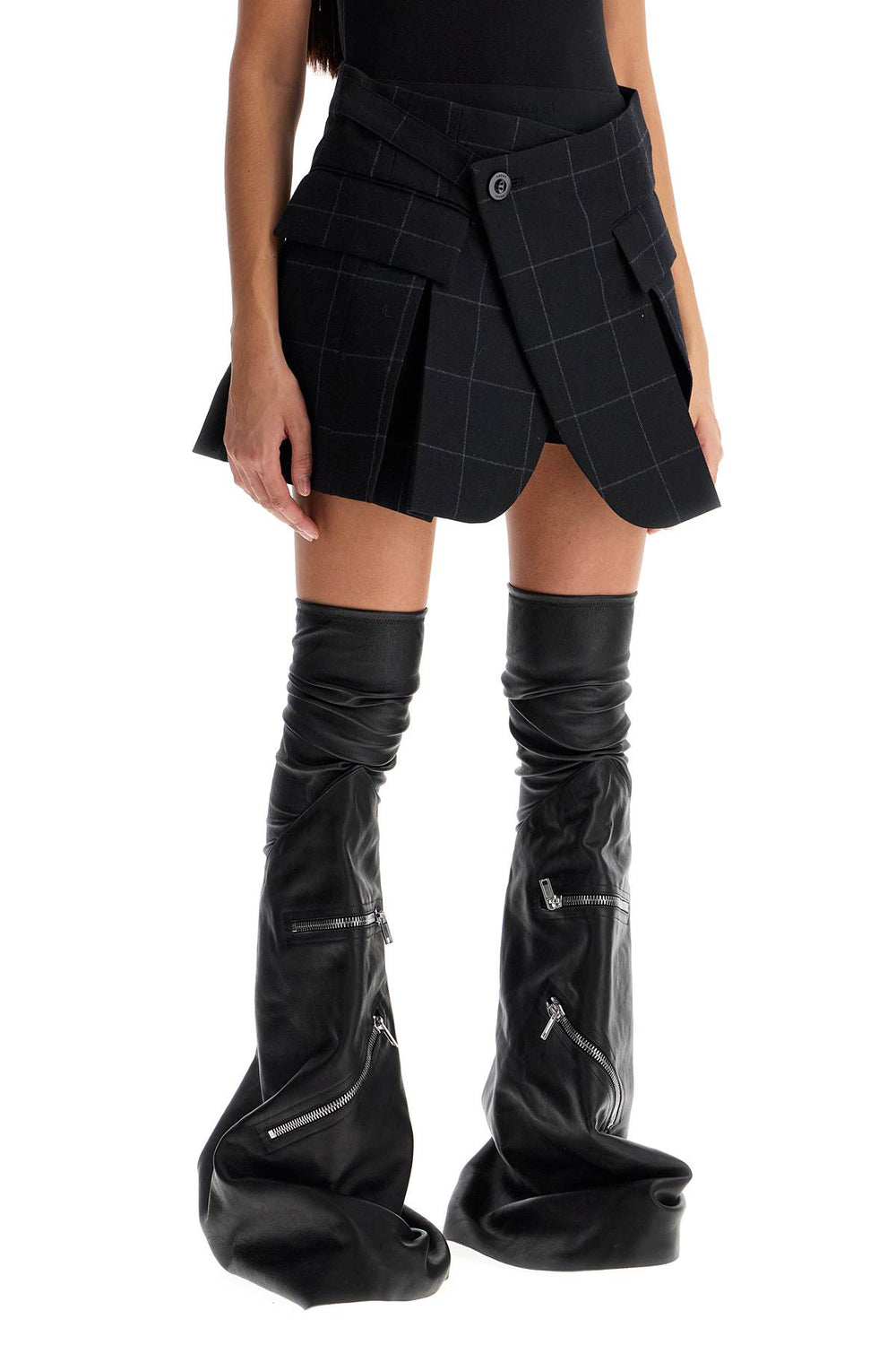 plaid wool skort with check-1