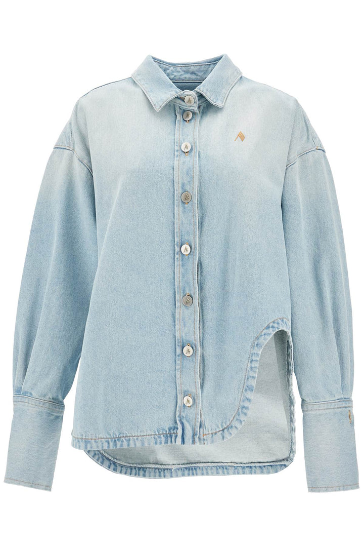 denim overshirt with slit detail-0