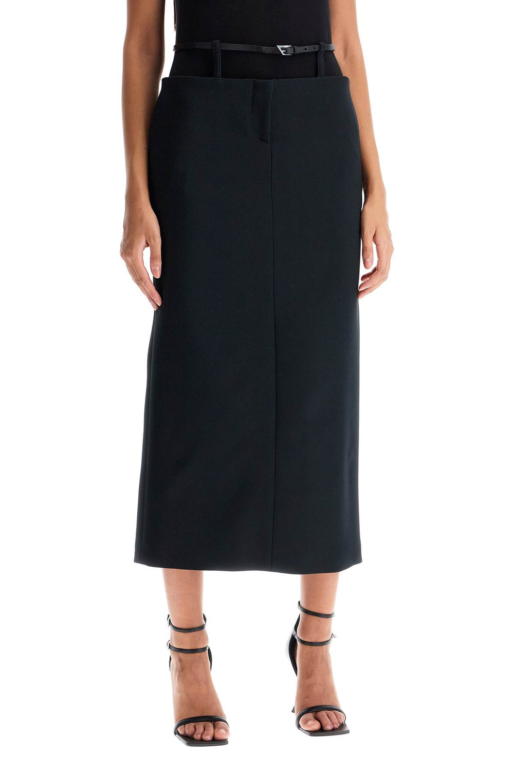 midi skirt with thin belt-1