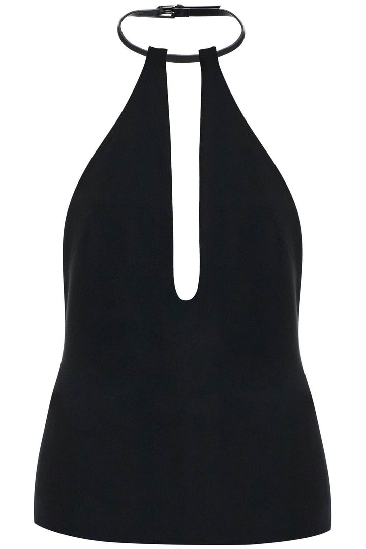 halter neck top with open-0