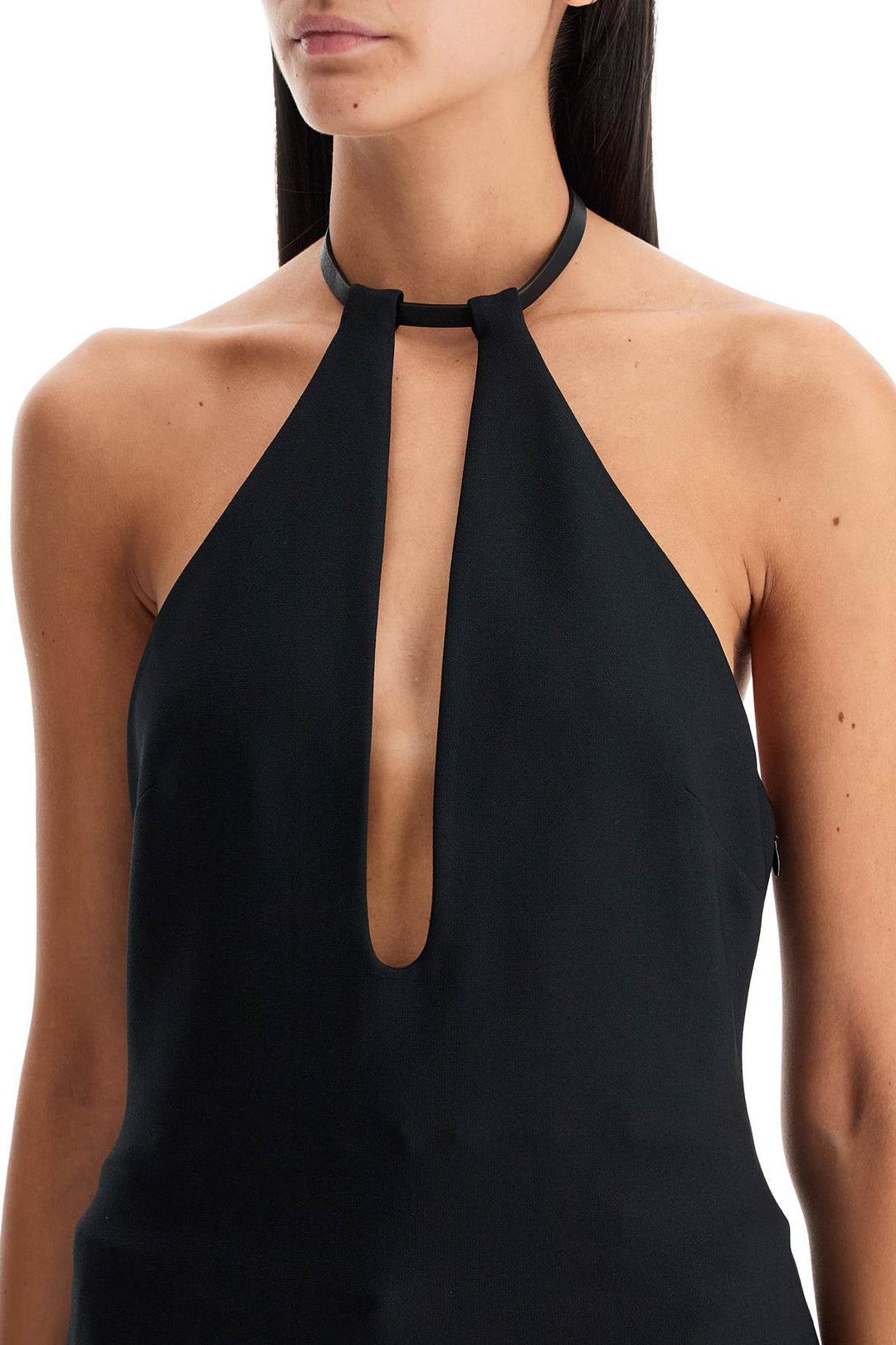 halter neck top with open-3