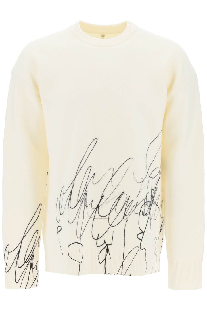 scribble print wool cotta pullover-0