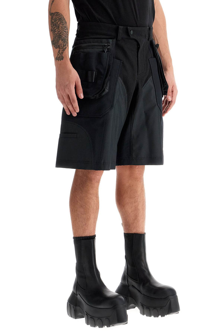 "bi-material cargo bermuda shorts-1