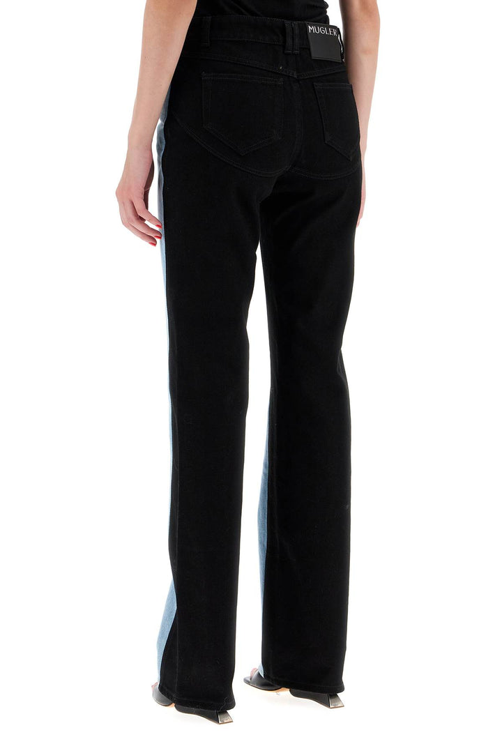 bicolor straight leg jeans with two-2