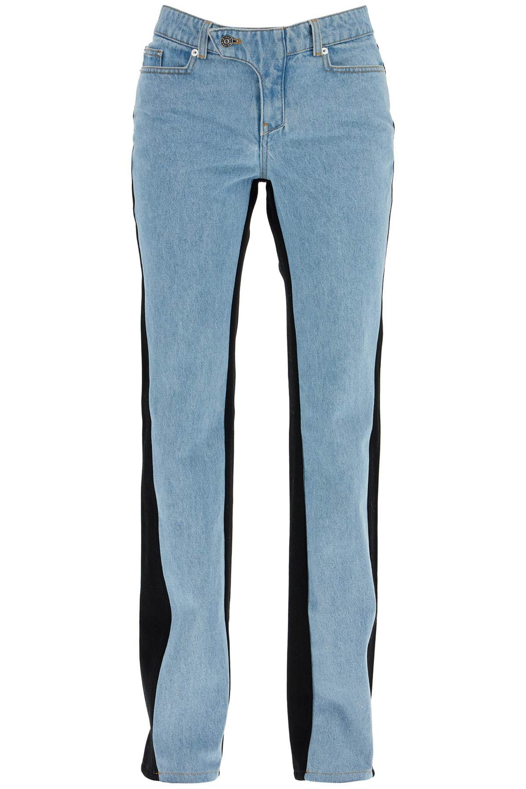 bicolor straight leg jeans with two-0