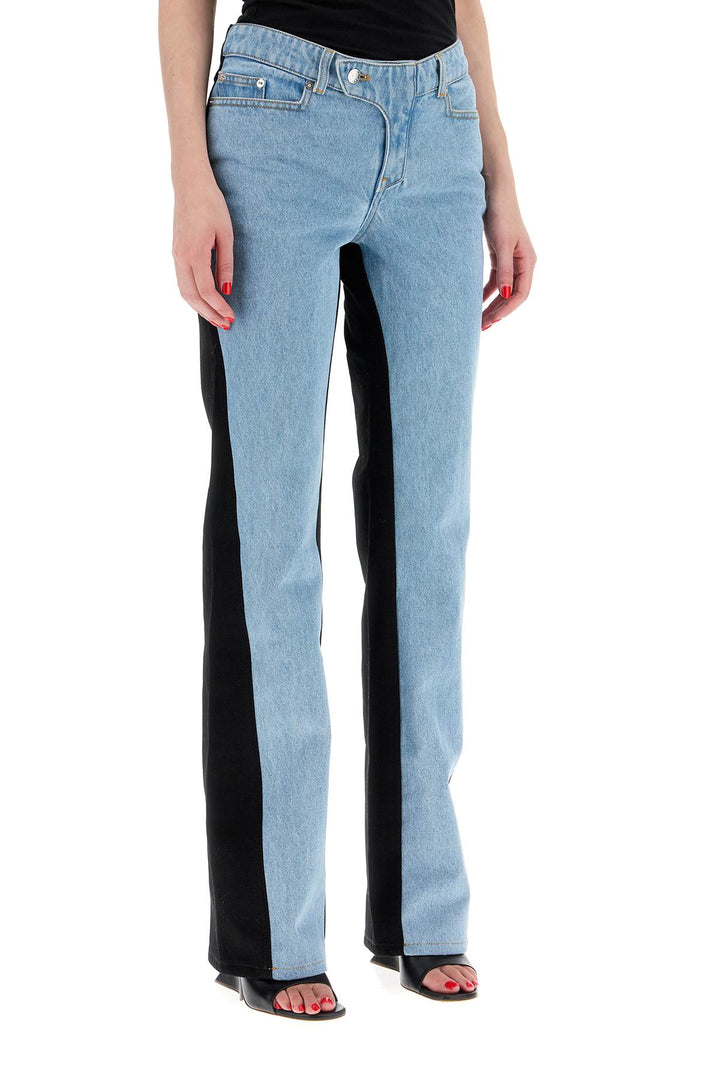 bicolor straight leg jeans with two-1