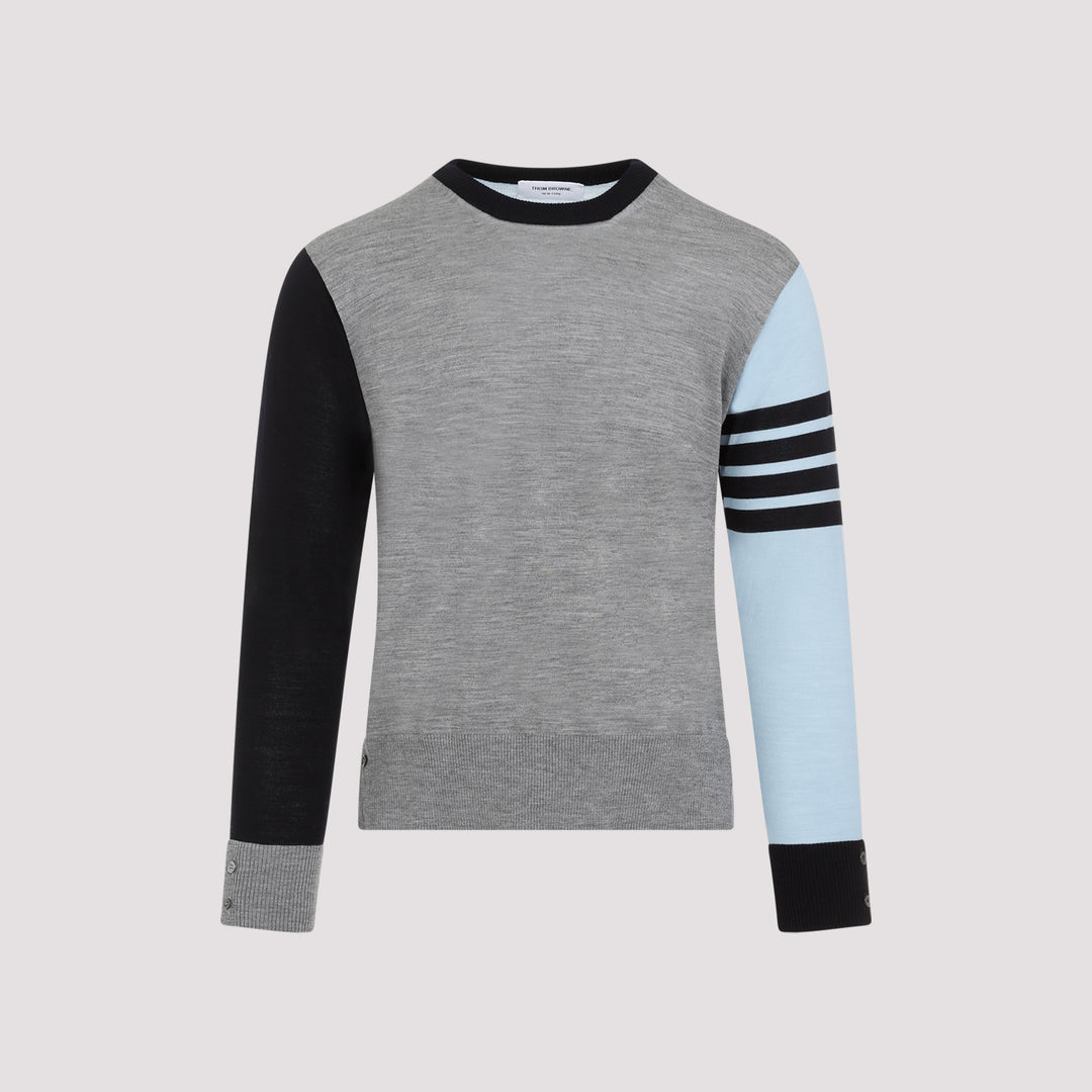 Light Blue Fun Mix Classic Crewneck Virgin Wool Pullover-0