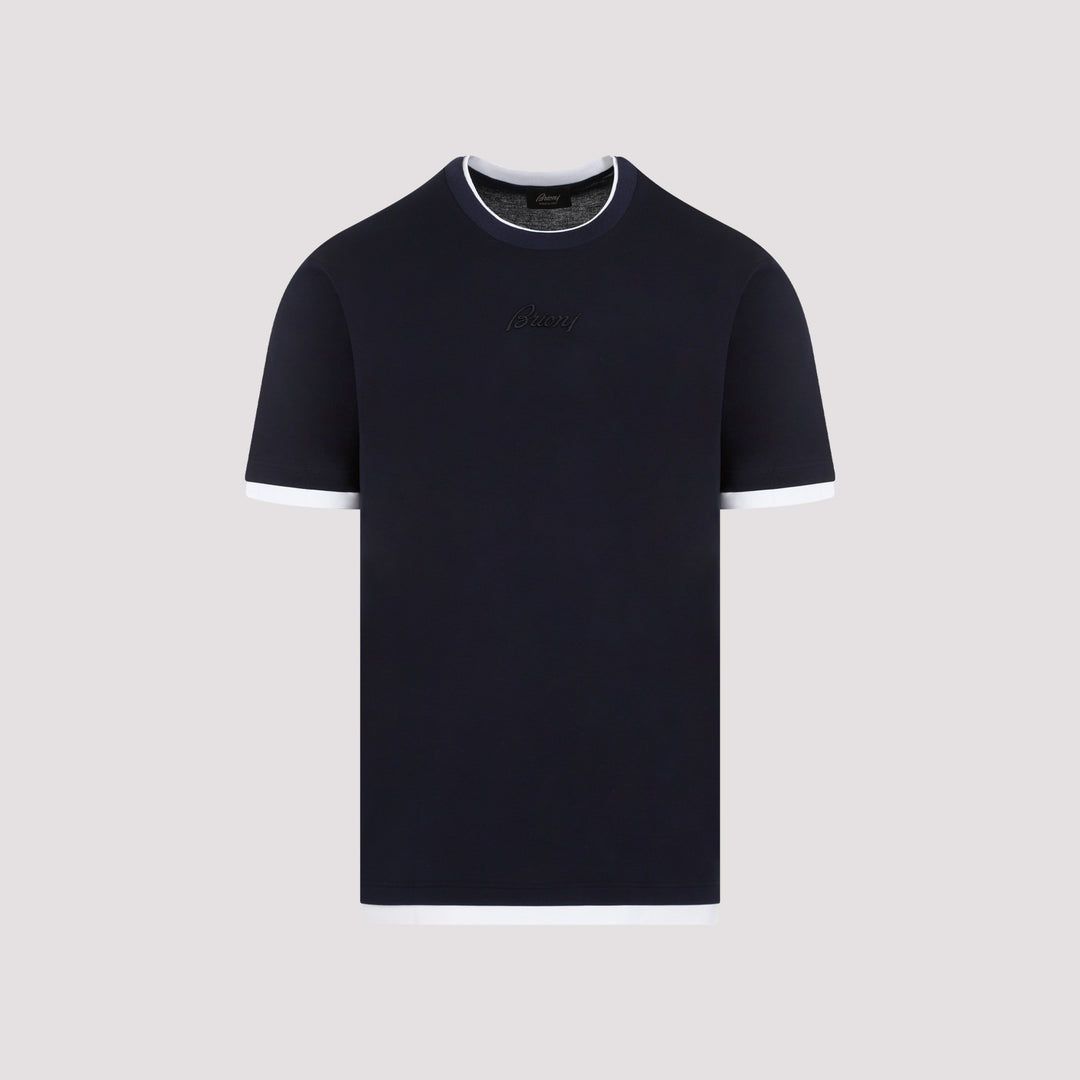 Navy and White Cotton T-shirt-5