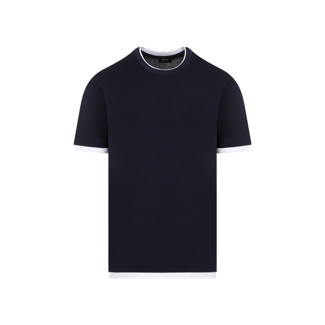 Navy and White Cotton T-shirt-6