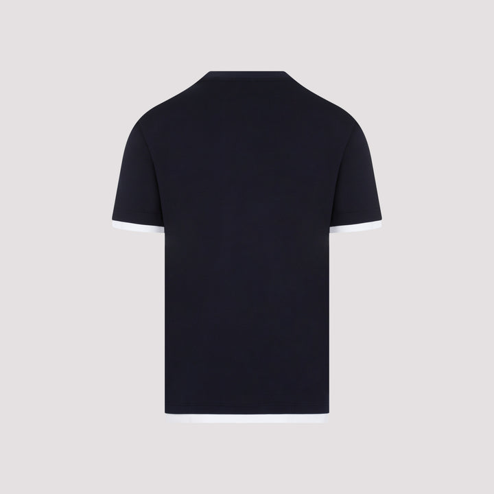 Navy and White Cotton T-shirt-8