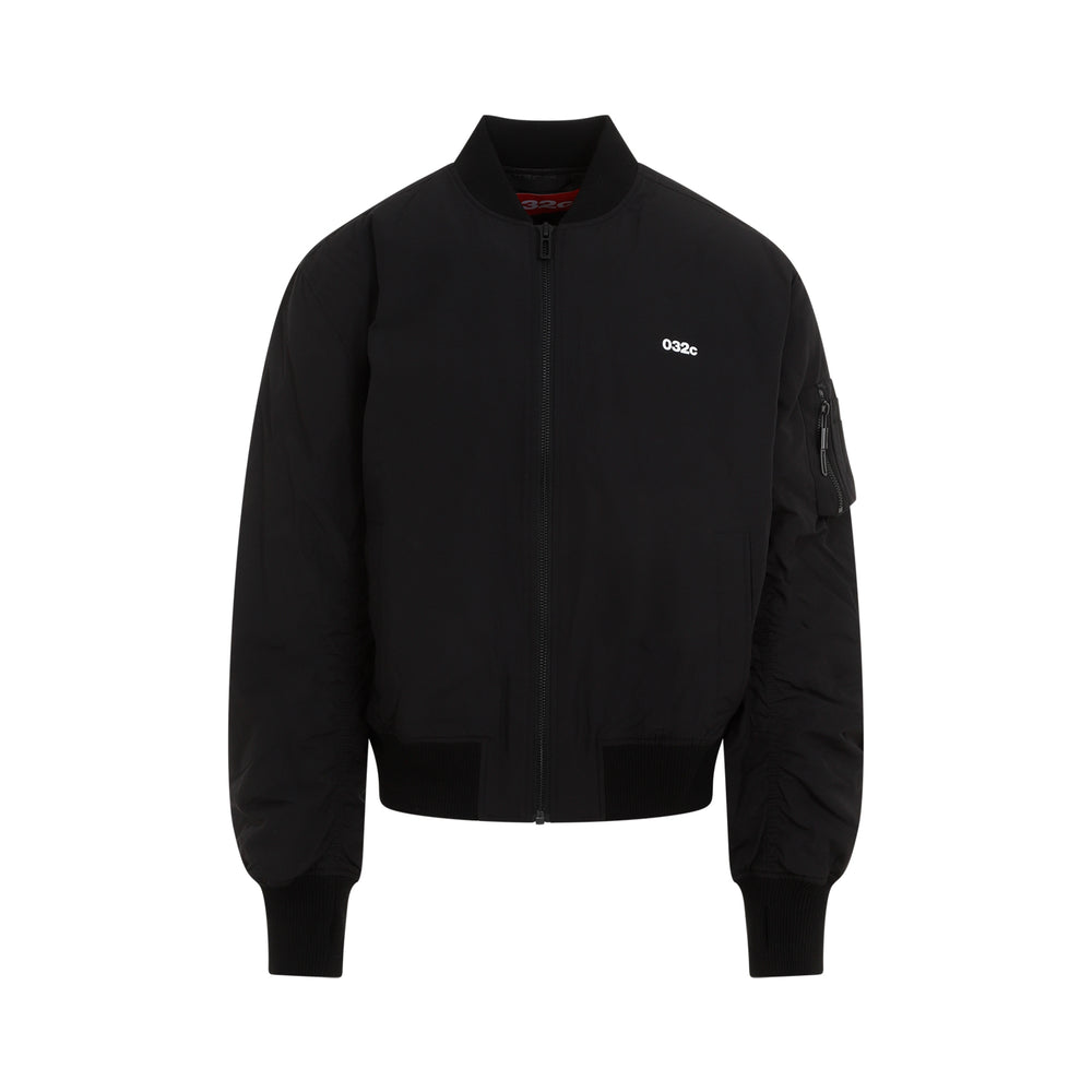 Black Mayhem Polyurethane Bomber Jacket-1