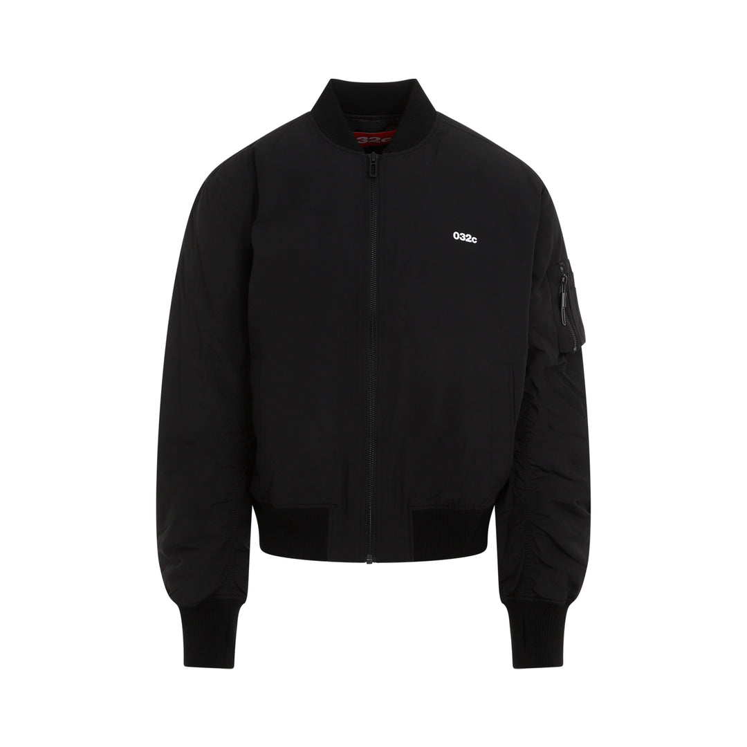 Black Mayhem Polyurethane Bomber Jacket-1