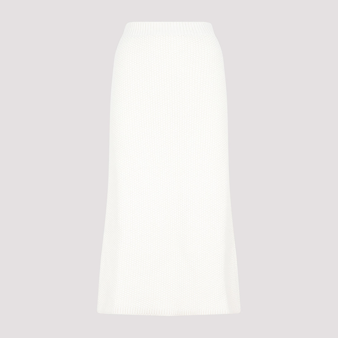 White Crochet Midi Skirt-0