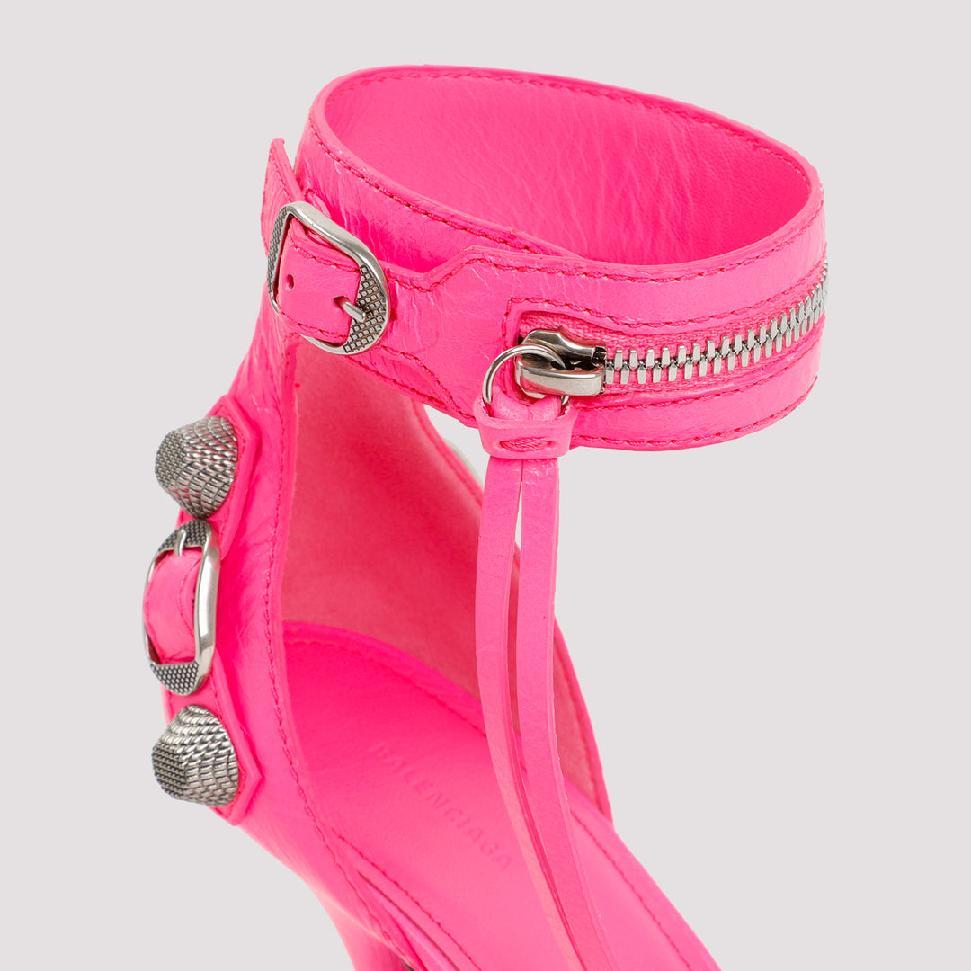 Fluo Pink Cagole Leather Sandals-5