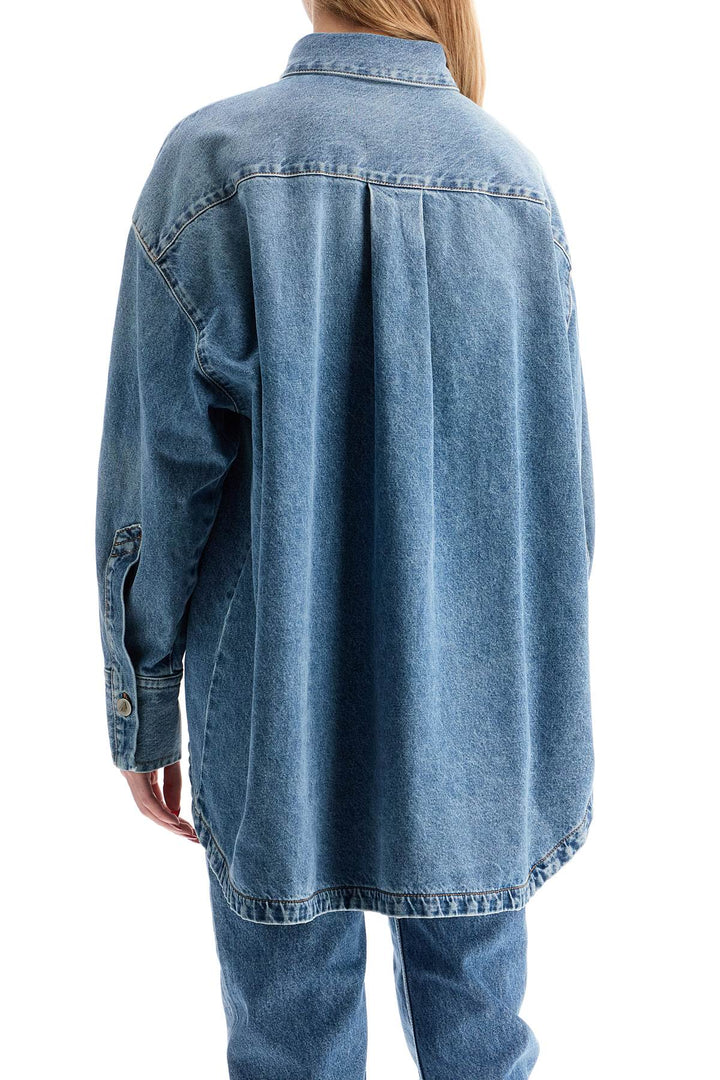 asymmetric denim overshirt with-2