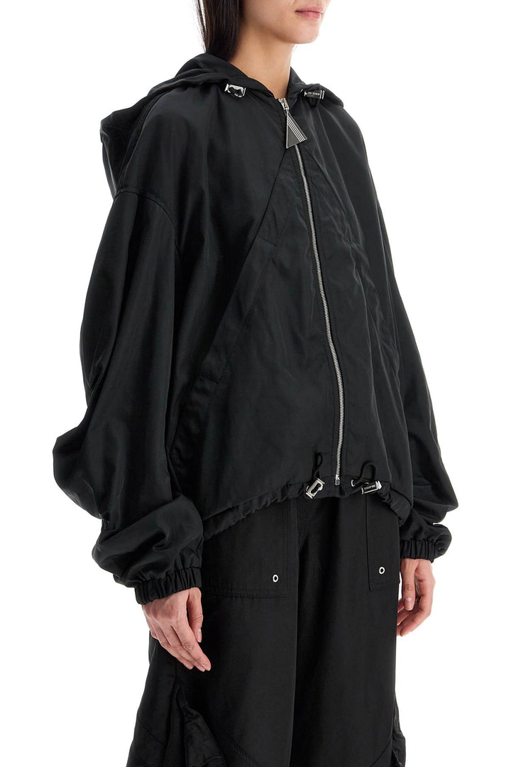 oversized black hooded bomber jacket in polyester-1