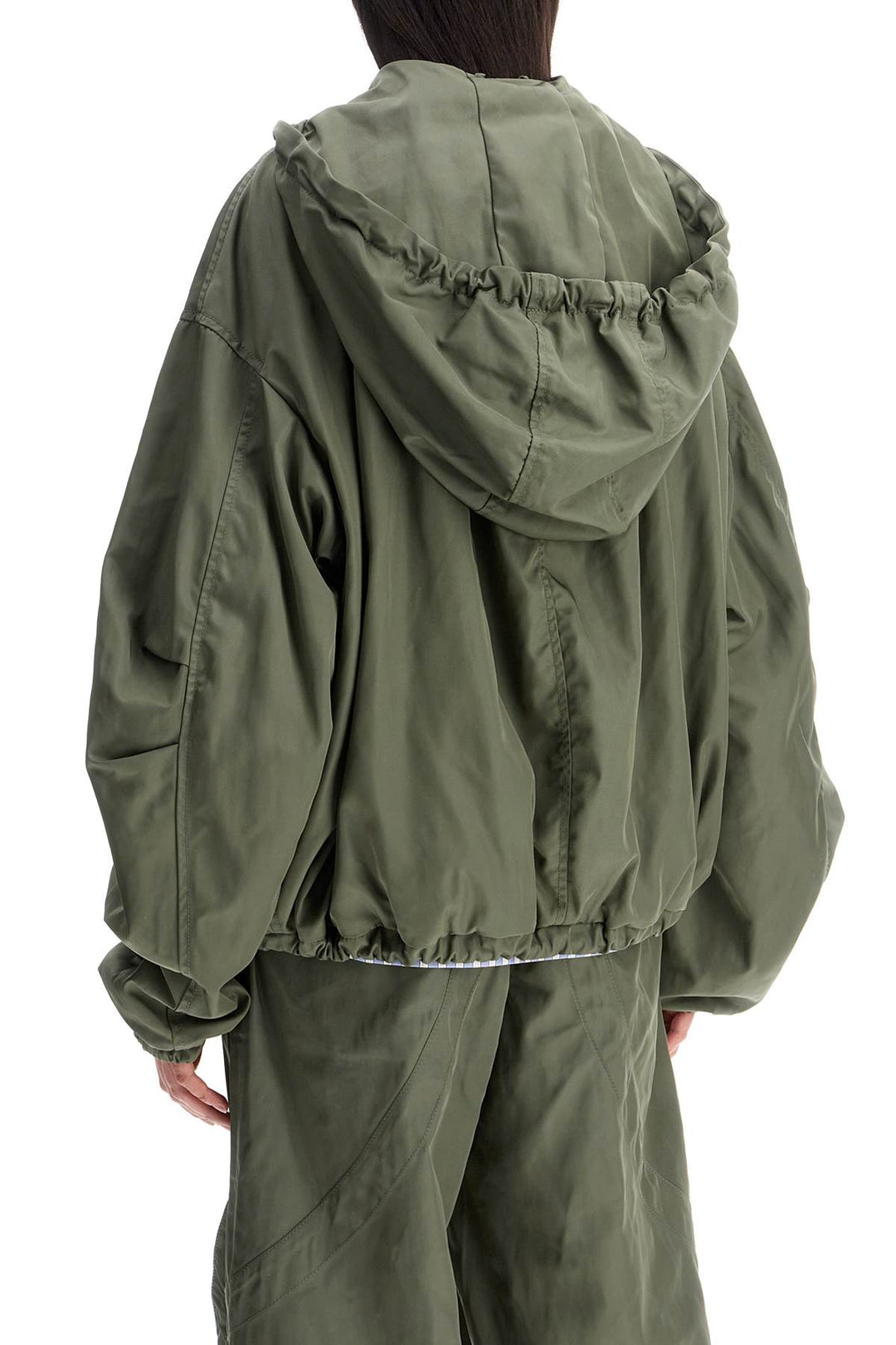 giubbotto bomber con cappuccio regolabile verde militare-2