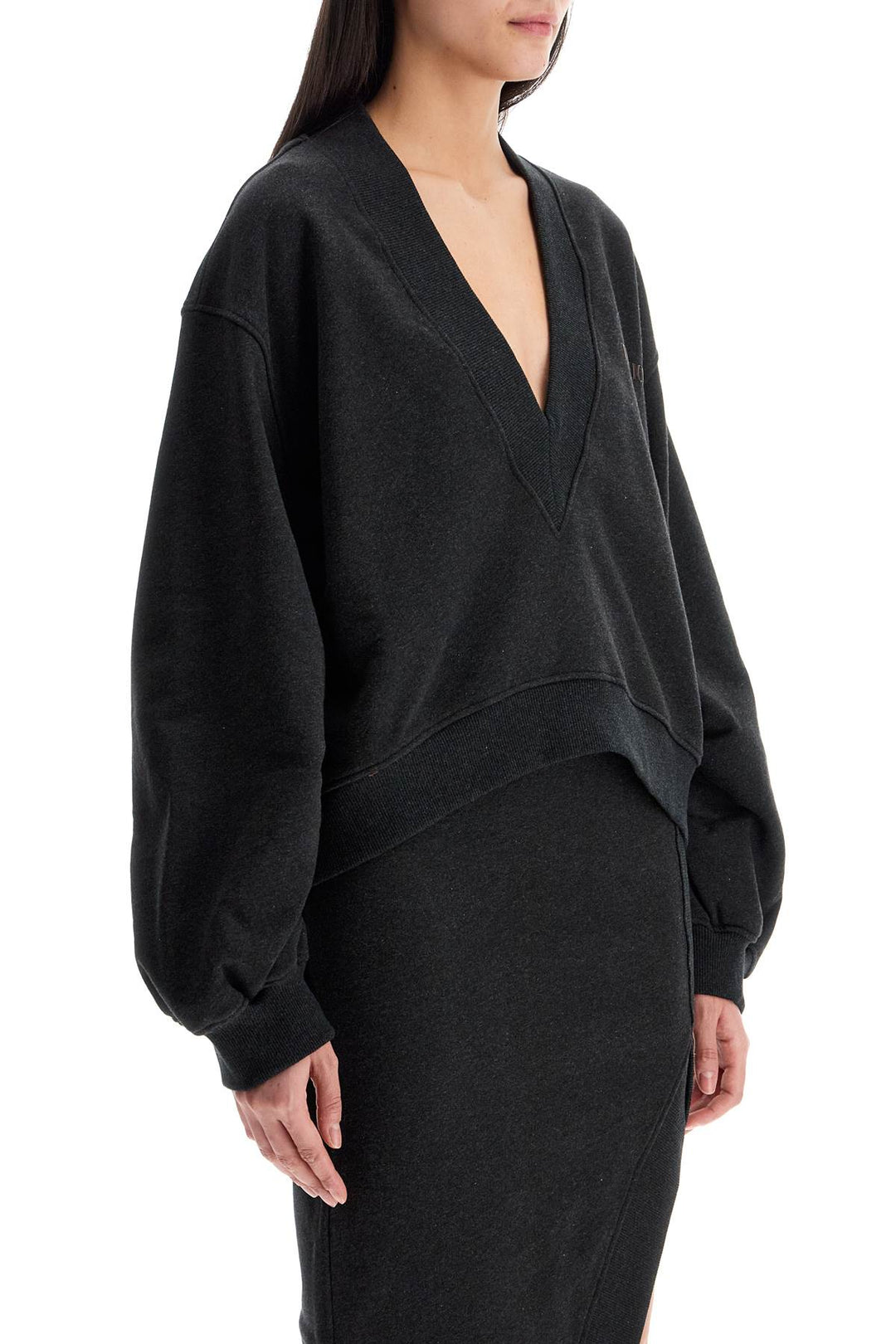 oversized sweatshirt with deep v-neck in gradient black-1