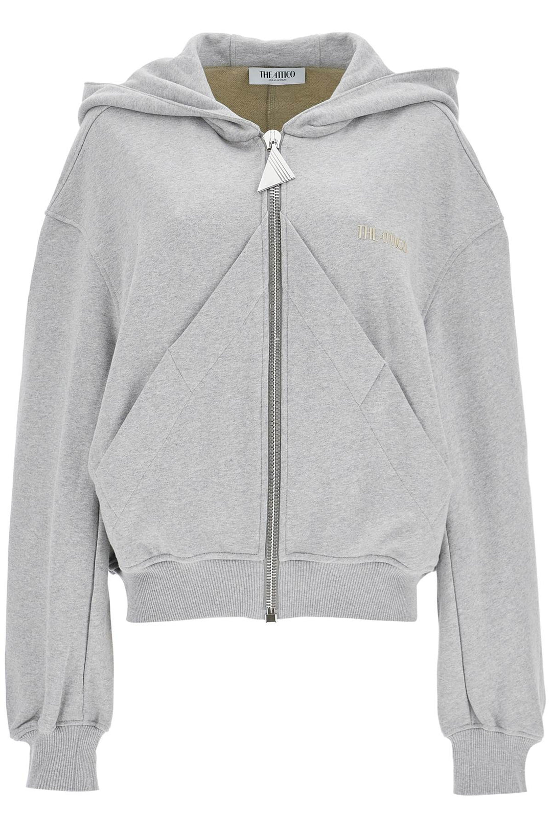 gray/beige melange loose hoodie with zip-0