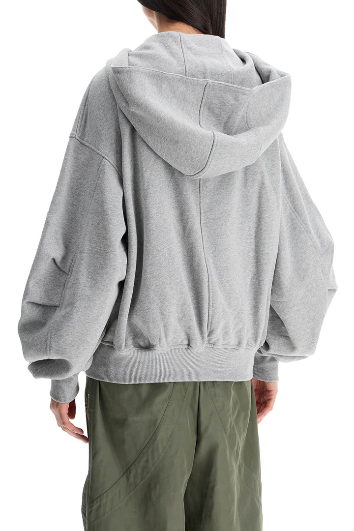 gray/beige melange loose hoodie with zip-2