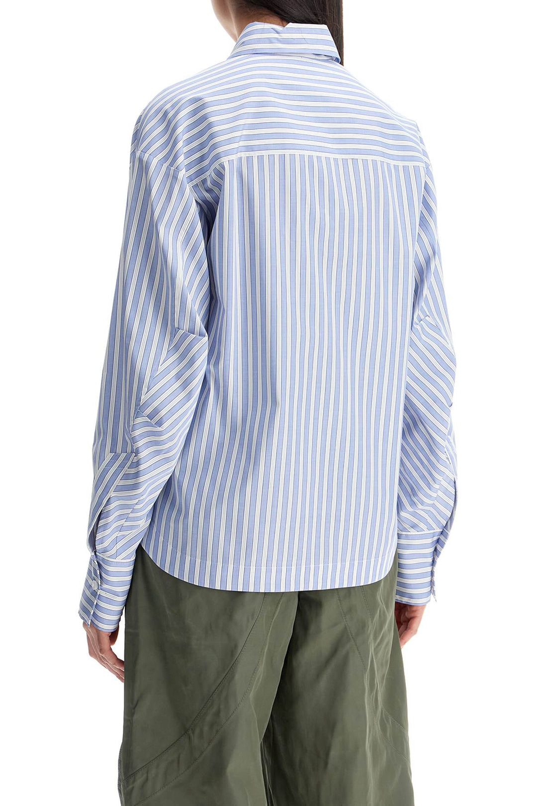 blue and white striped oversized cotton shirt-2