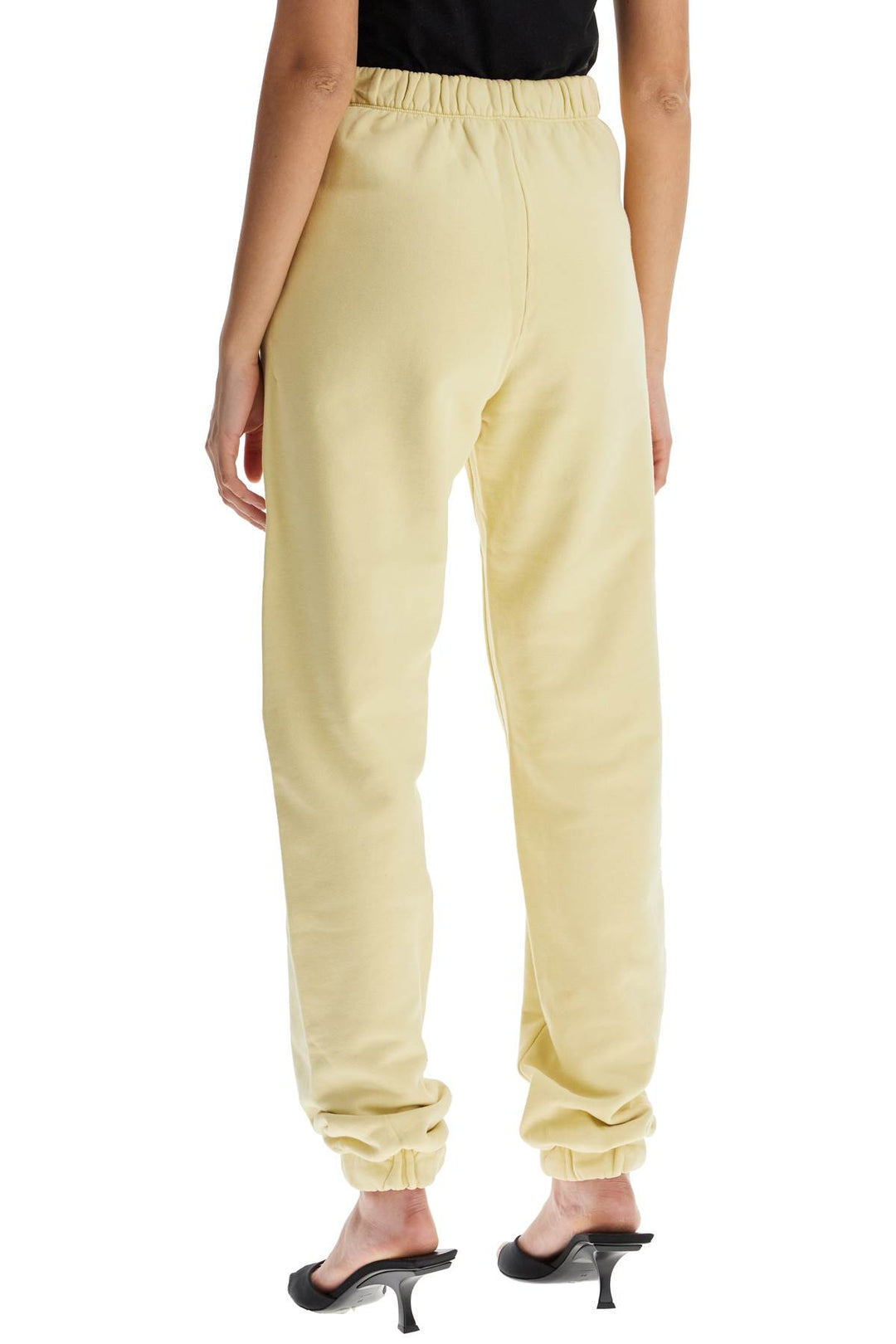 high waist loose yellow cotton pants-2