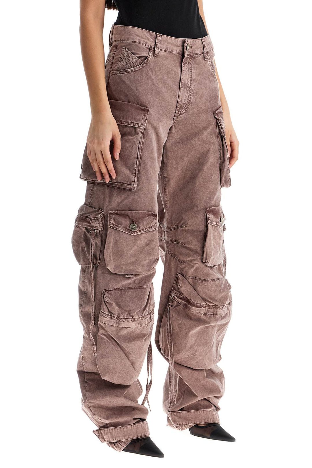 high-waisted wide-leg cargo pants washed mauve-1