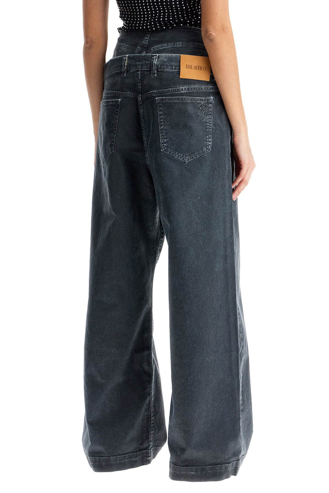 loose fit high-waisted navy blue denim pants-2