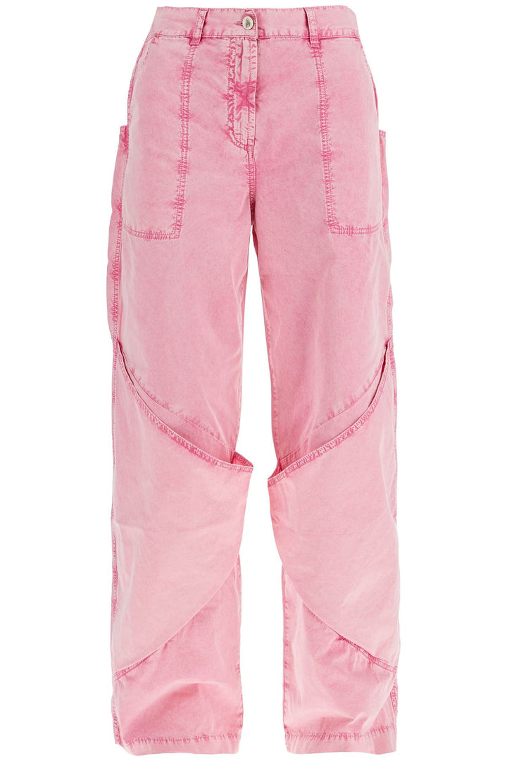 high-waisted loose fit pink palazzo pants in cotton-0