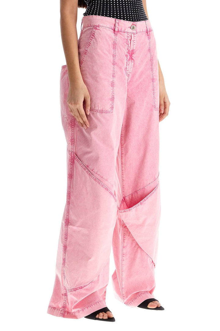 high-waisted loose fit pink palazzo pants in cotton-1