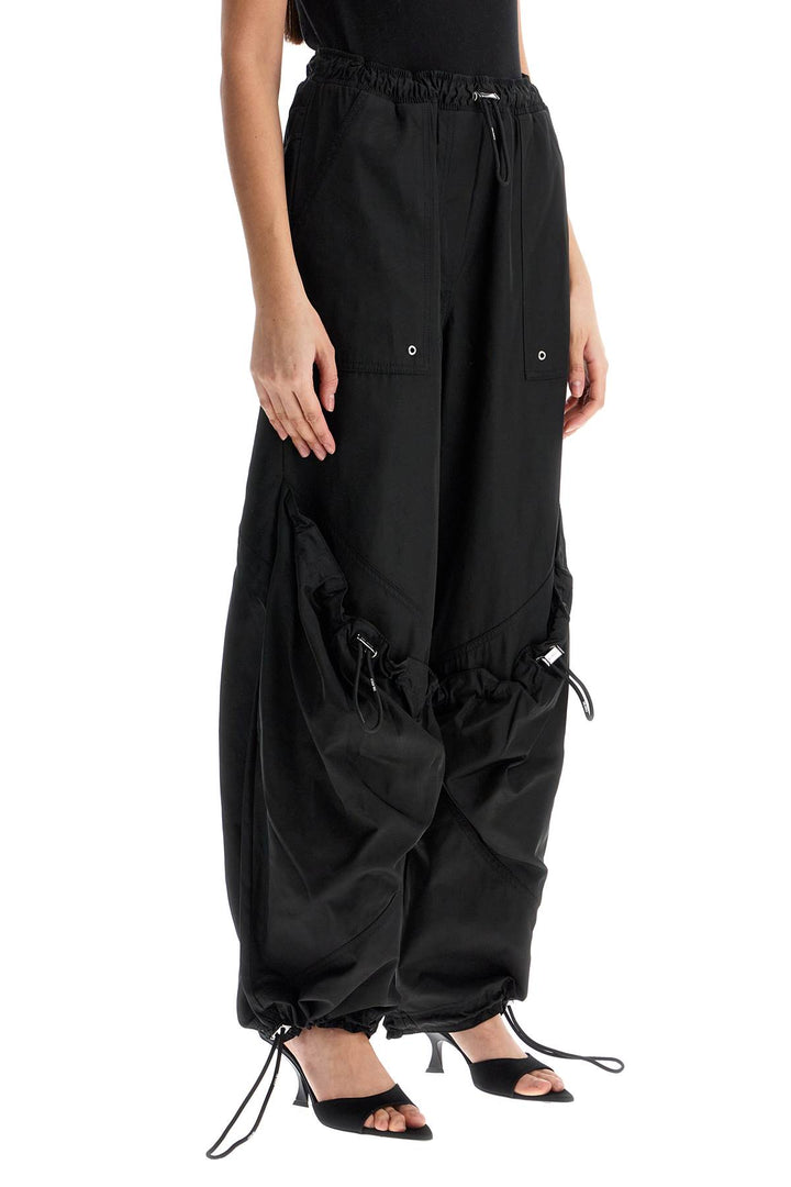 high-waisted black elasticated loose fit trousers with pockets-1