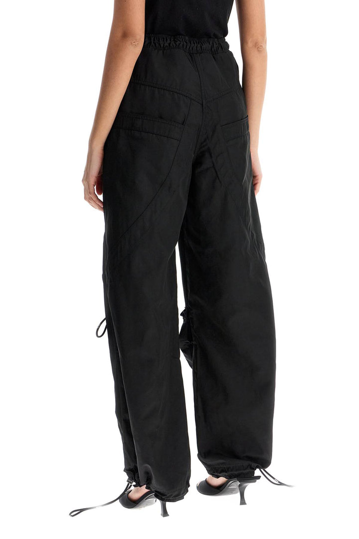 high-waisted black elasticated loose fit trousers with pockets-2