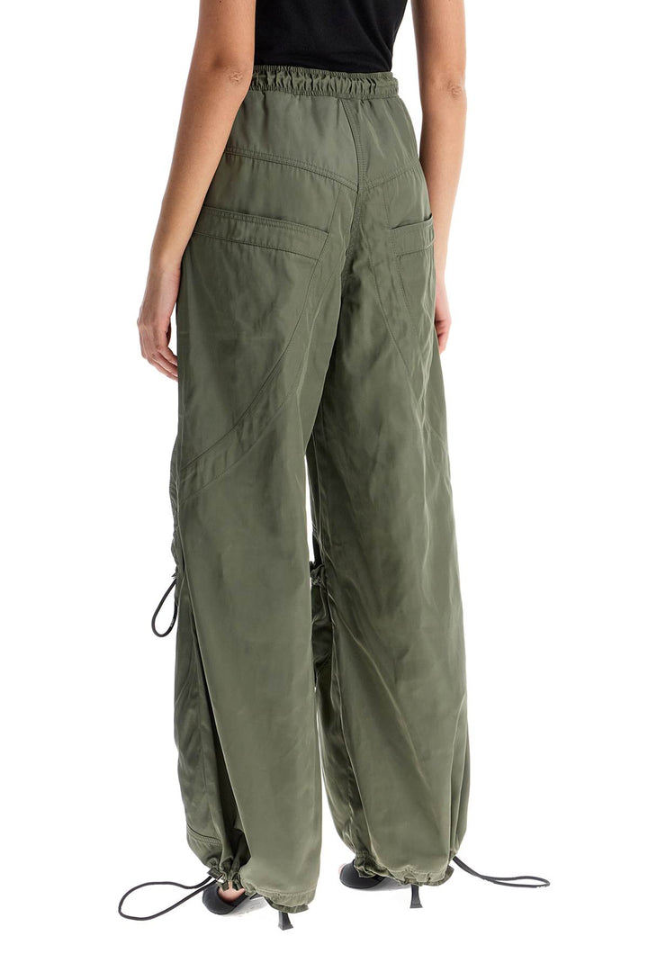 wide leg high-waisted pants with adjustable elastic in military green-2