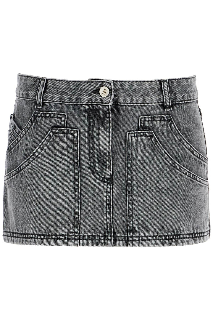 gray high-waisted slim fit denim mini skirt-0