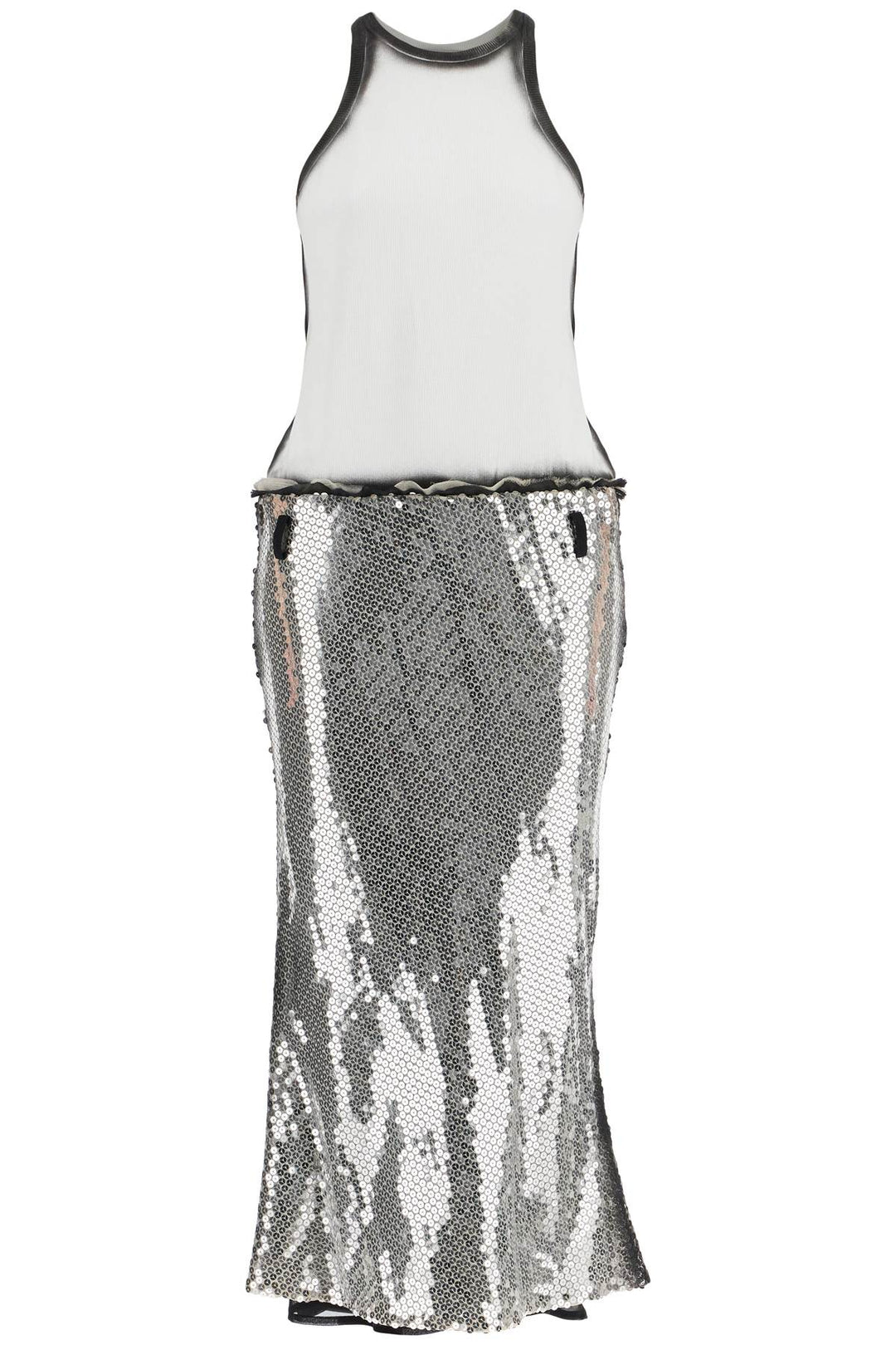 white and silver floral sequin midi dress-0