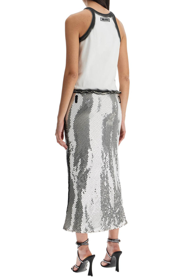 white and silver floral sequin midi dress-2