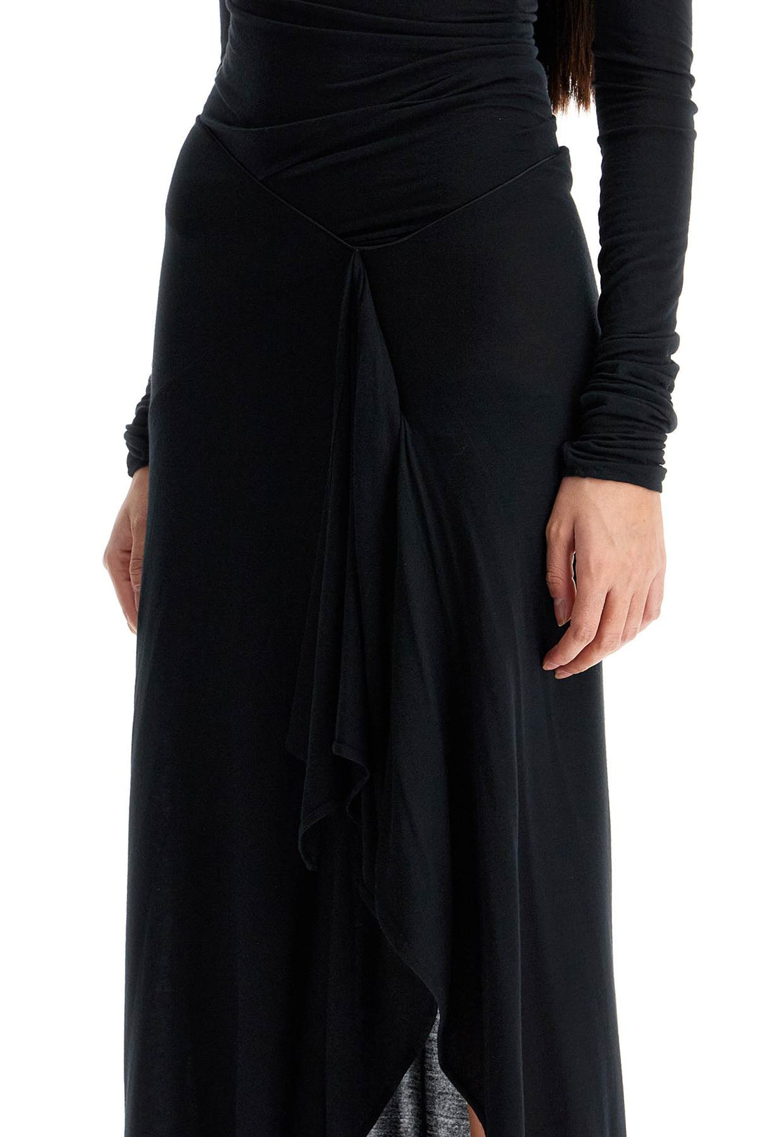 long draped jersey dress with pleats-3