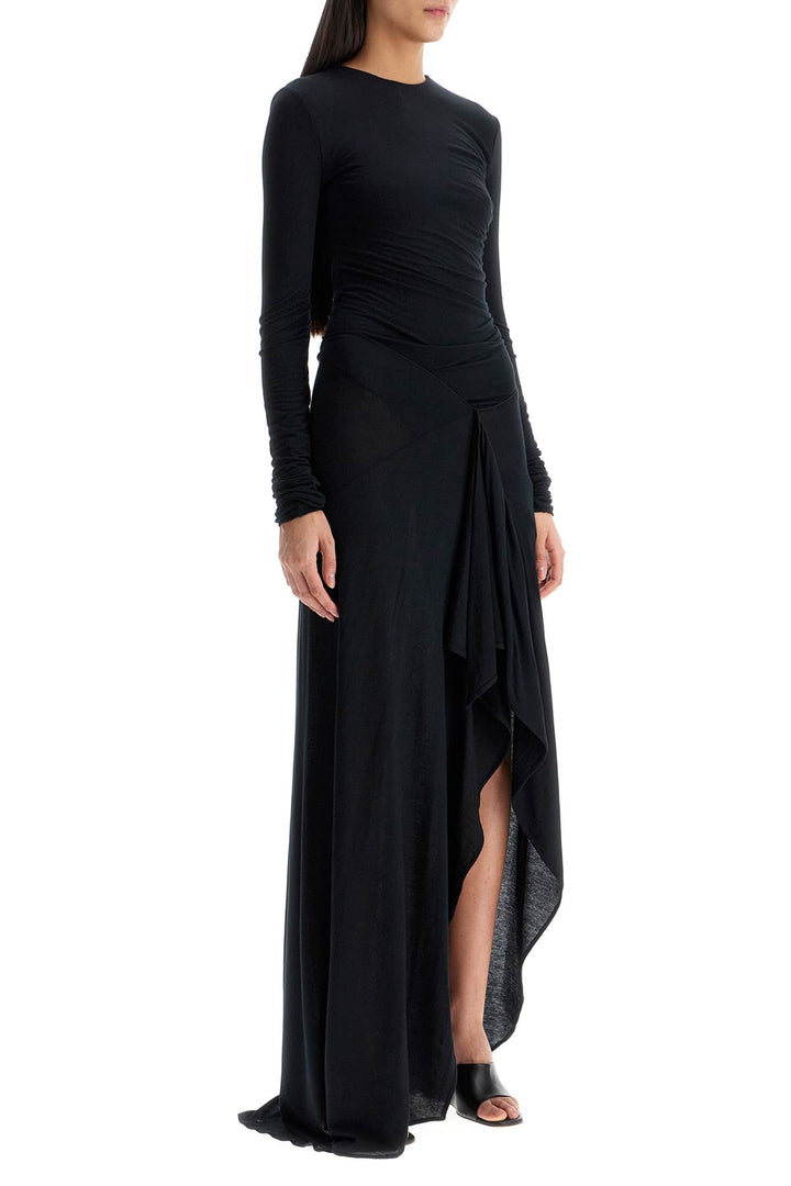 long draped jersey dress with pleats-1