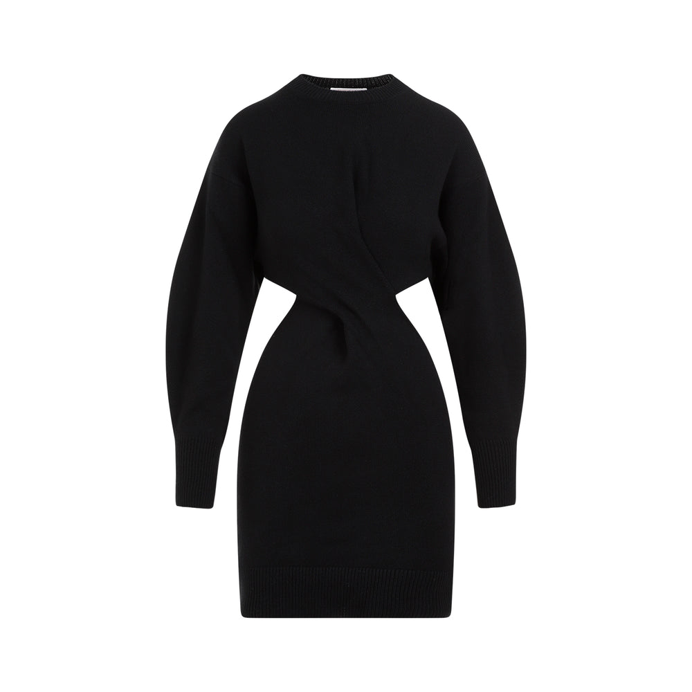 Black Wool Mini Dress-1