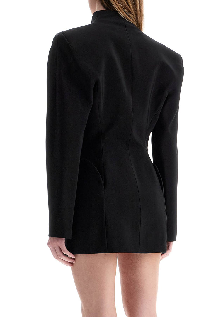 short black v-neck jacket with contemporary design-2